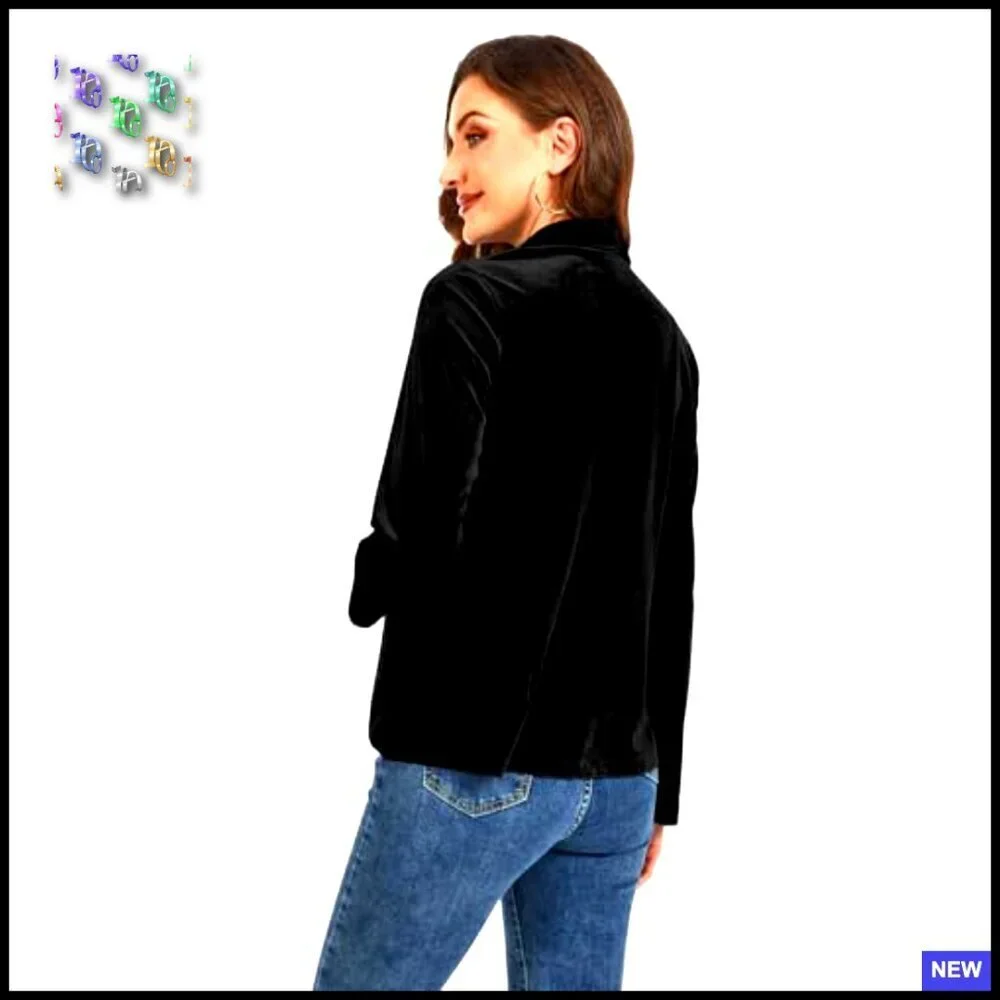 Velvet Blazer Jacket Slim Fit Shawl Lapel Business Casual Office Wear